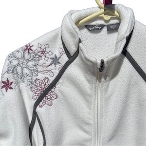 Eddie Bauer‎ White Fleece Embroidered Jacket – Size L